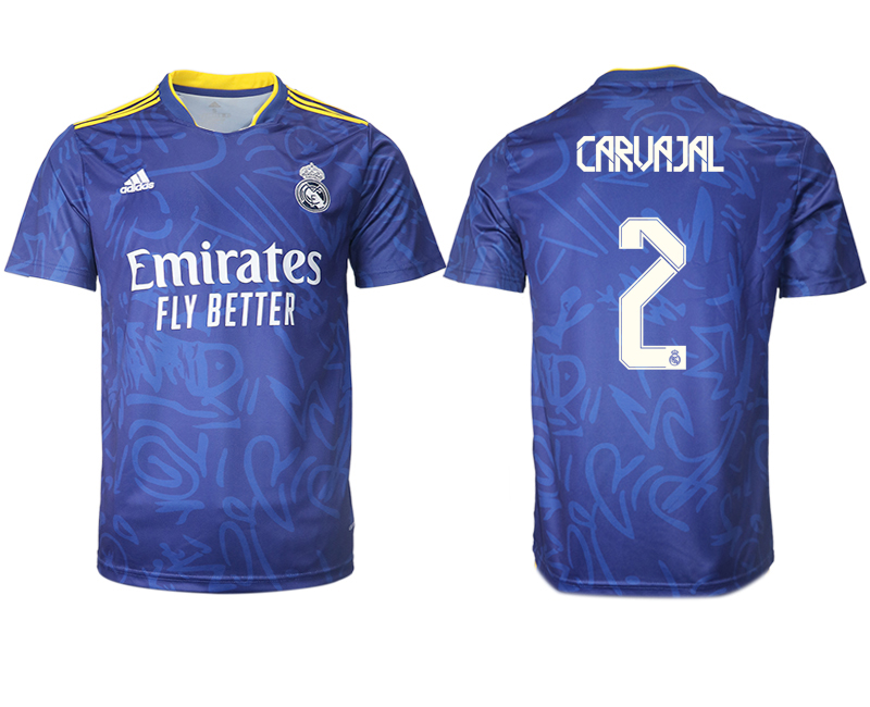 Men 2021-2022 Club Real Madrid away aaa version blue #2 Soccer Jersey->real madrid jersey->Soccer Club Jersey